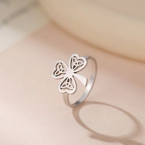 Wholesale Stainless Steel Hollow Celtic Knot Clover Ring