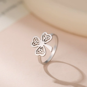 Wholesale Stainless Steel Hollow Celtic Knot Clover Ring