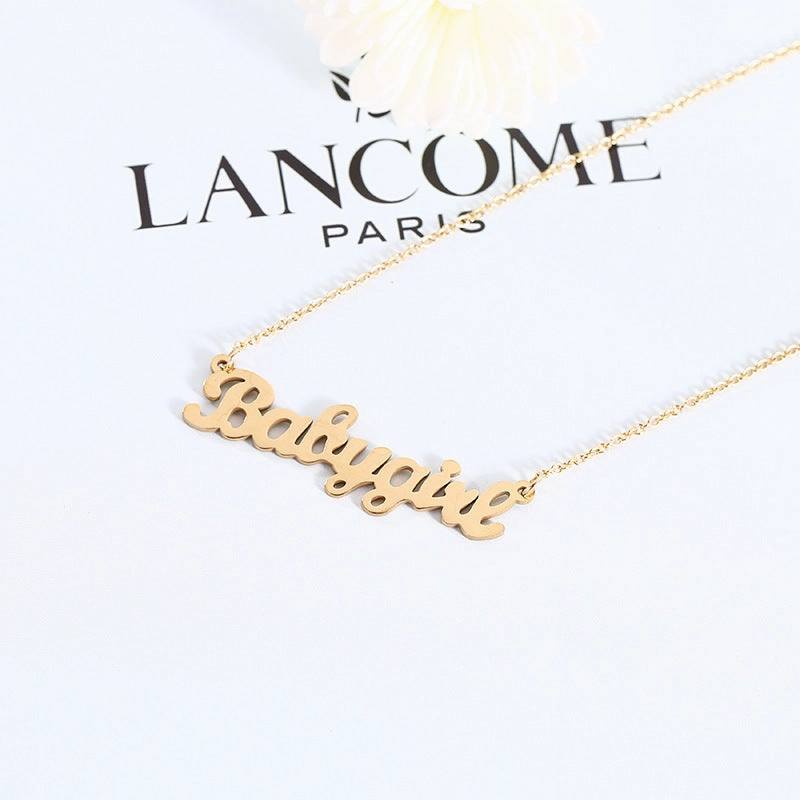 Wholesale Stainless steel  hot-selling jewelry water wave chain creative Babygirl English letter necklace