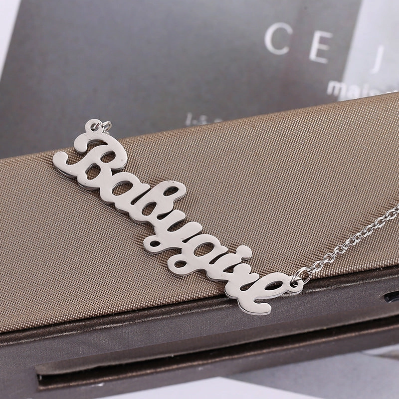 Wholesale Stainless steel  hot-selling jewelry water wave chain creative Babygirl English letter necklace