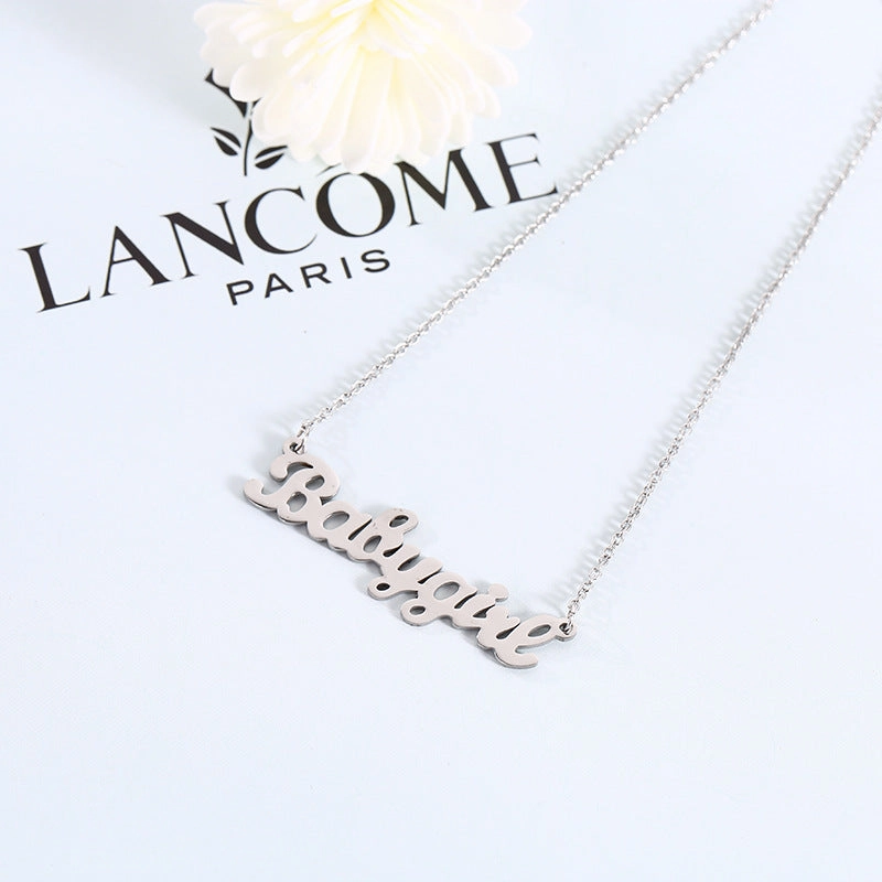 Wholesale Stainless steel  hot-selling jewelry water wave chain creative Babygirl English letter necklace