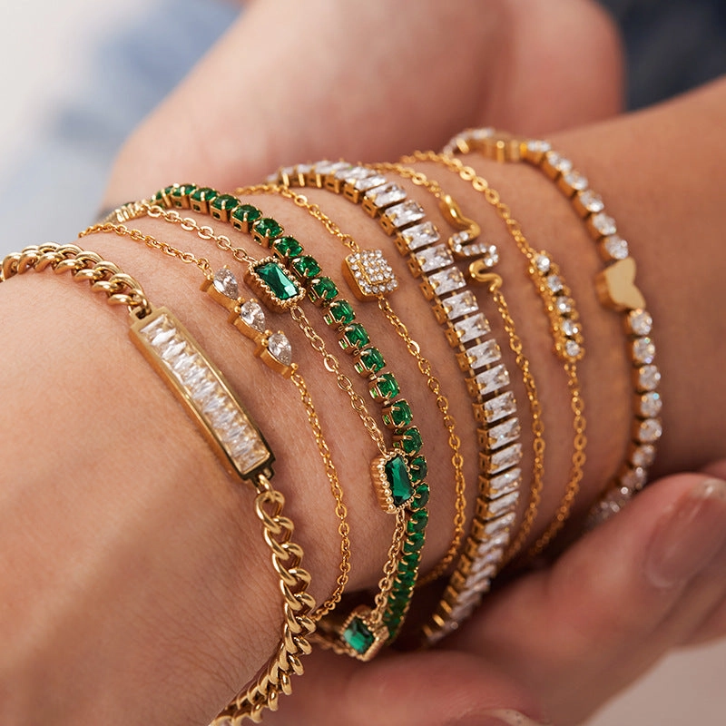 Wholesale Stainless Steel Inlaid Zircon Bracelet