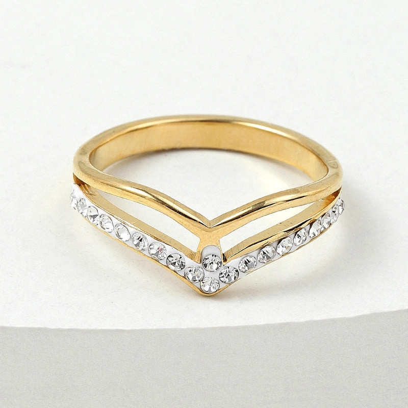Wholesale stainless steel irregular gold crown inlaid clay diamond ring