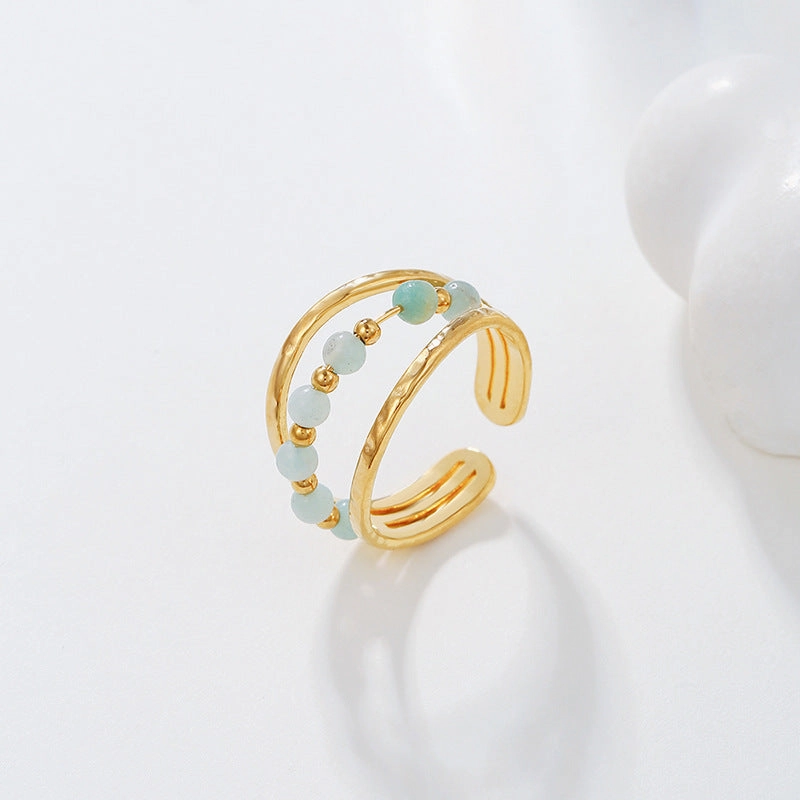 Wholesale Stainless Steel Jadeite Open Ring
