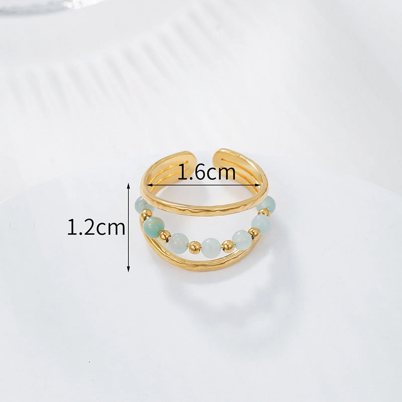 Wholesale Stainless Steel Jadeite Open Ring