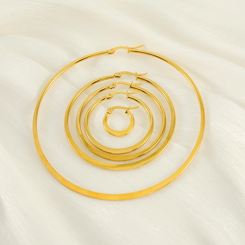 Wholesale Stainless steel large hoop earrings simple ring earrings