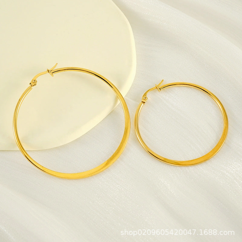 Wholesale Stainless steel large hoop earrings simple ring earrings