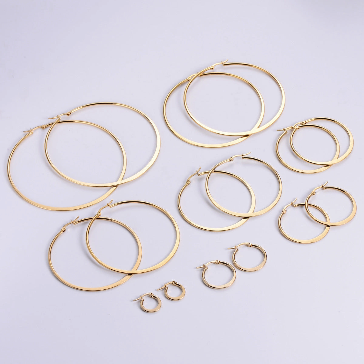 Wholesale Stainless steel large hoop earrings simple ring earrings