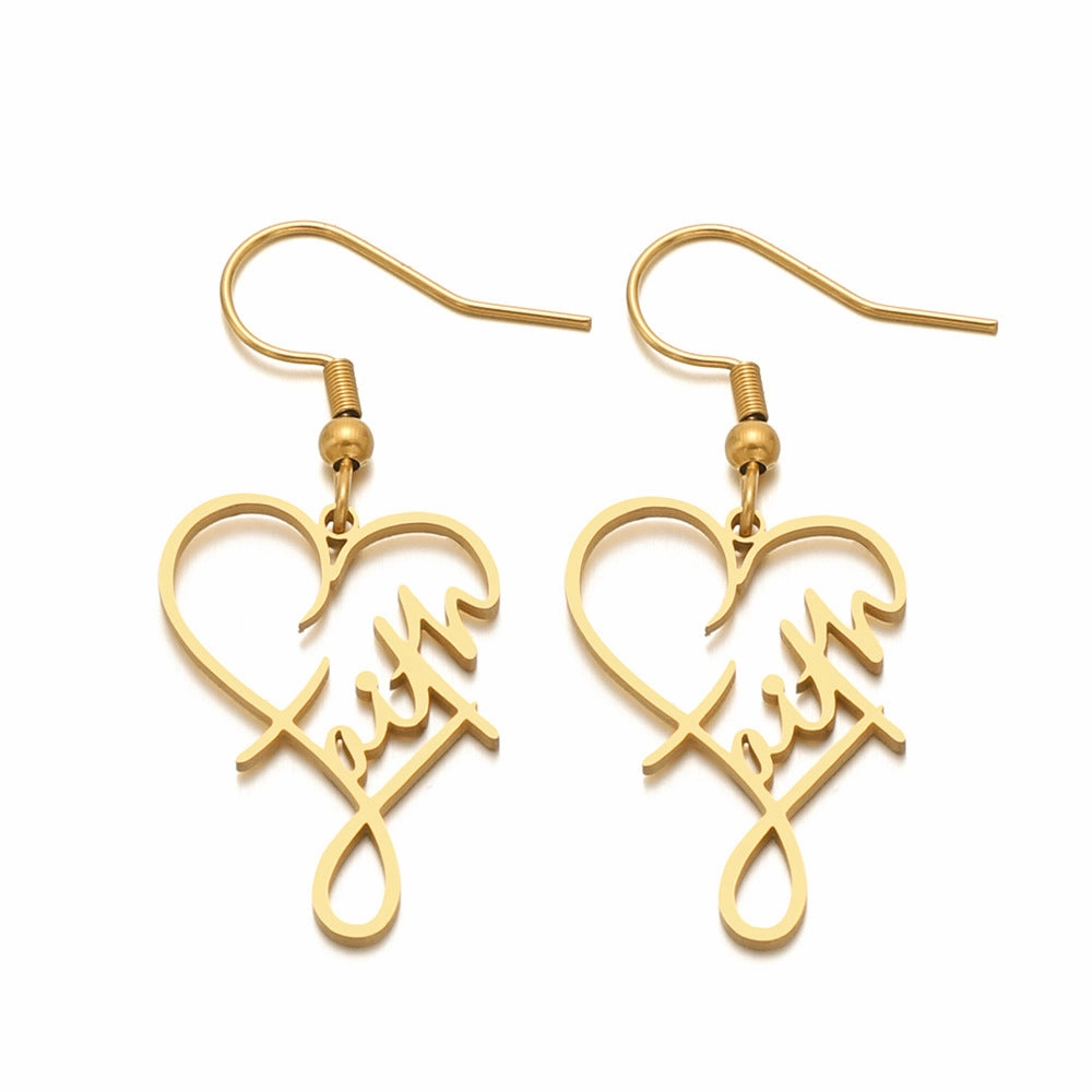 Wholesale stainless steel letter ear hook GRACE earrings