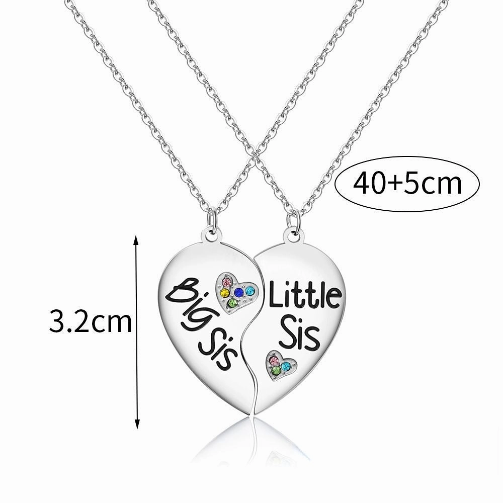 Wholesale Stainless Steel Lettering Heart Necklaces 2-Pack