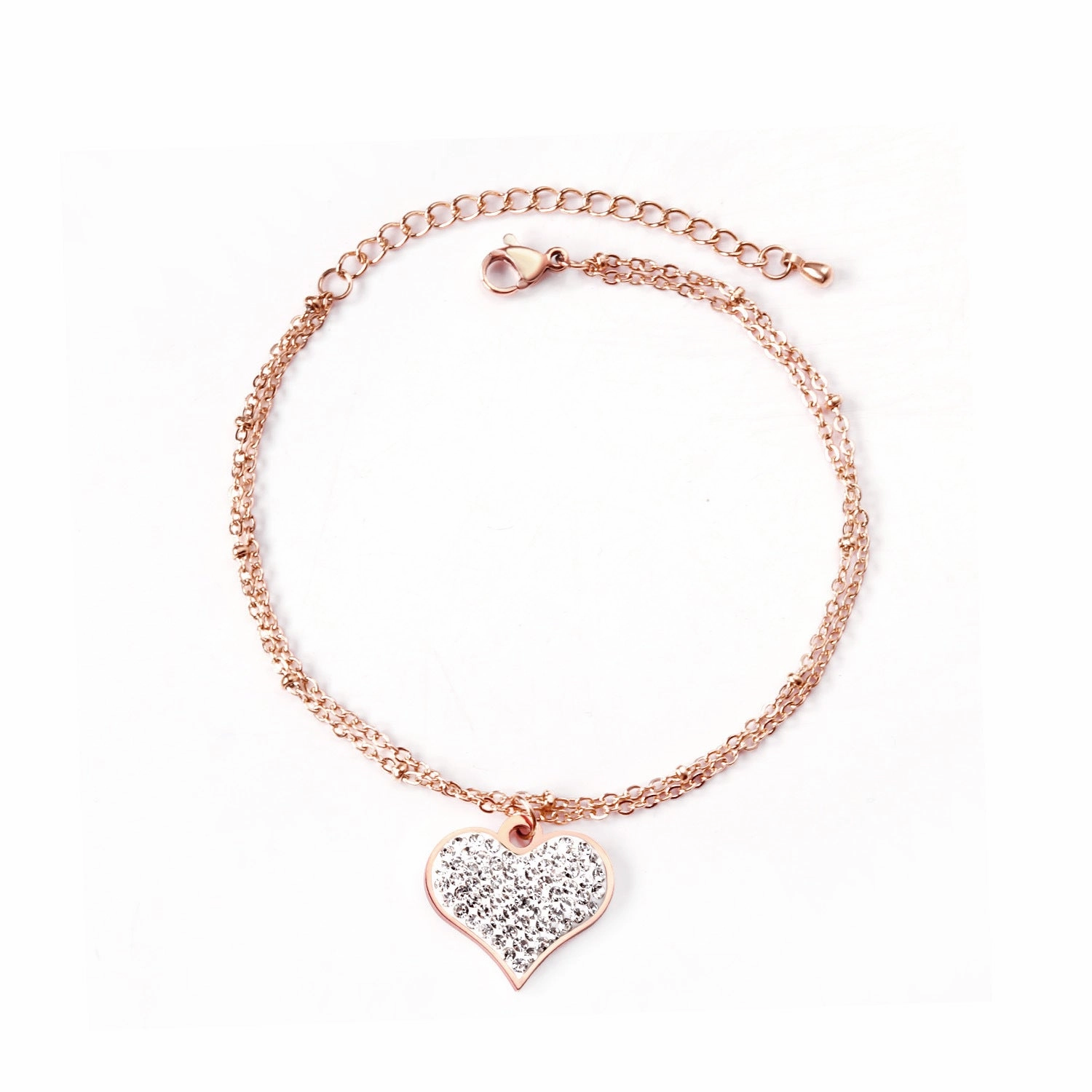 Wholesale Stainless Steel Love Circular Geometric Shell Double Layer Bracelet