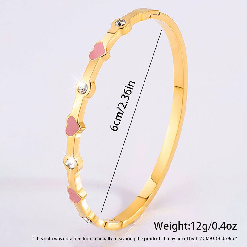 Wholesale Stainless Steel Love Heart Four Rhinestones Titanium Steel Bracelet