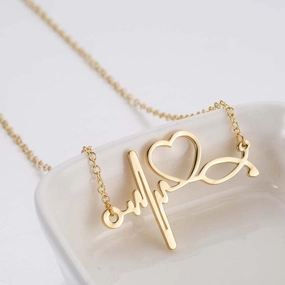 Wholesale Stainless Steel Love Heartbeat Electrocardiogram Necklace Clavicle Chain