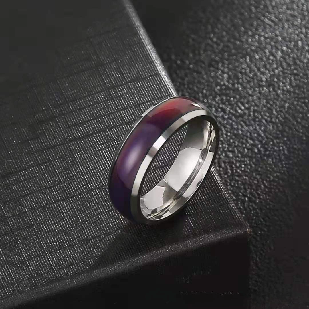 Wholesale Stainless Steel Men's Hip Hop Titanium Steel Thermochromic Finger Ring Retro Ring