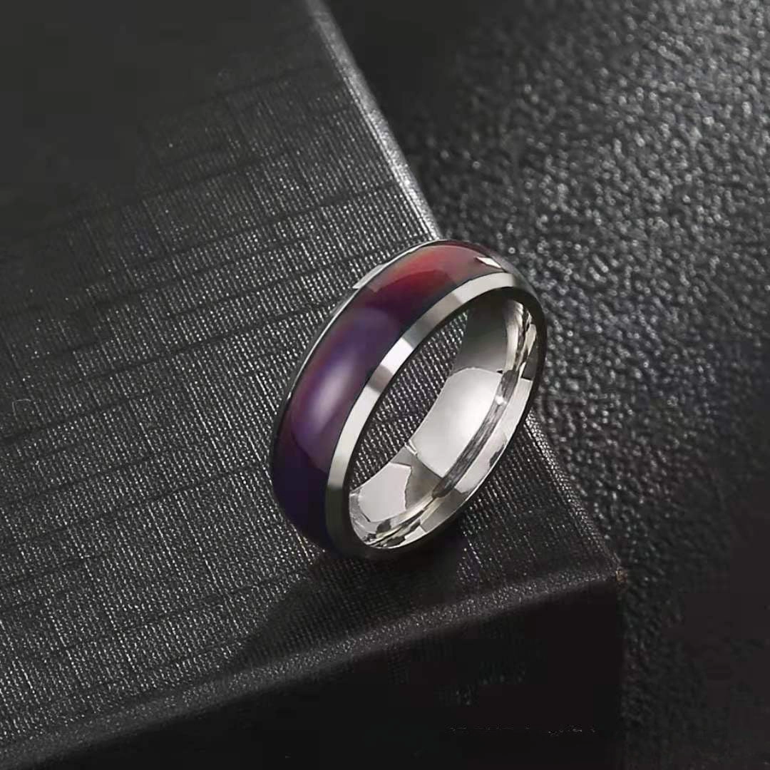 Wholesale Stainless Steel Men's Hip Hop Titanium Steel Thermochromic Finger Ring Retro Ring