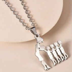 Wholesale Stainless steel mother and daughter son necklace