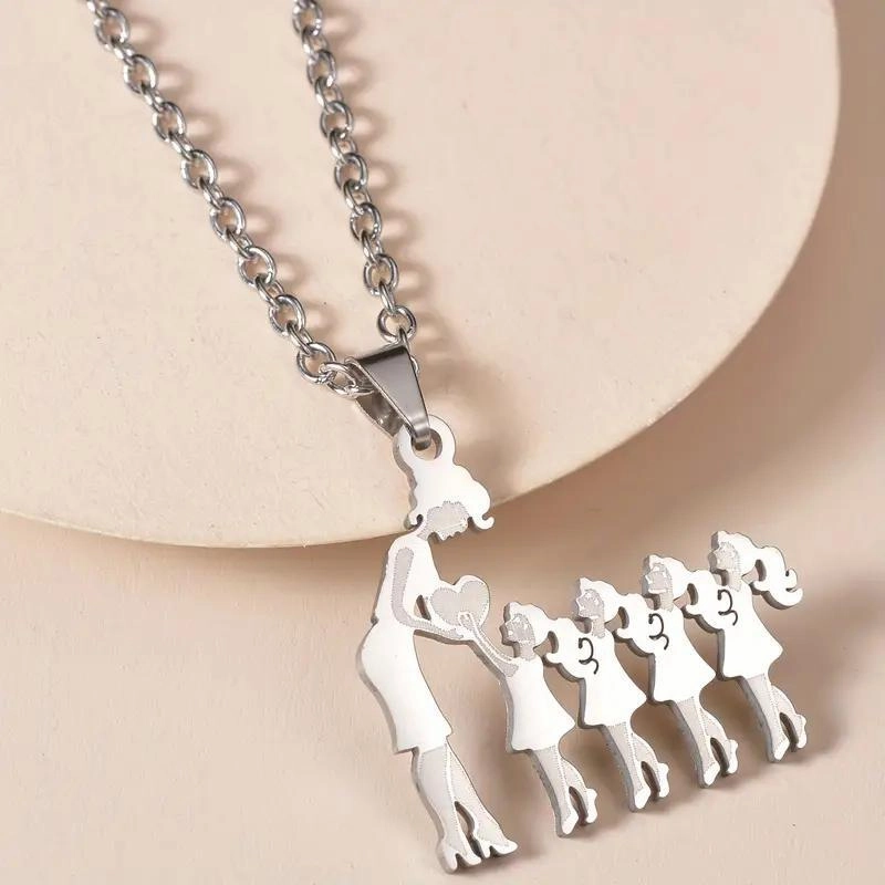 Wholesale Stainless steel mother and daughter son necklace