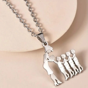 Wholesale Stainless steel mother and daughter son necklace