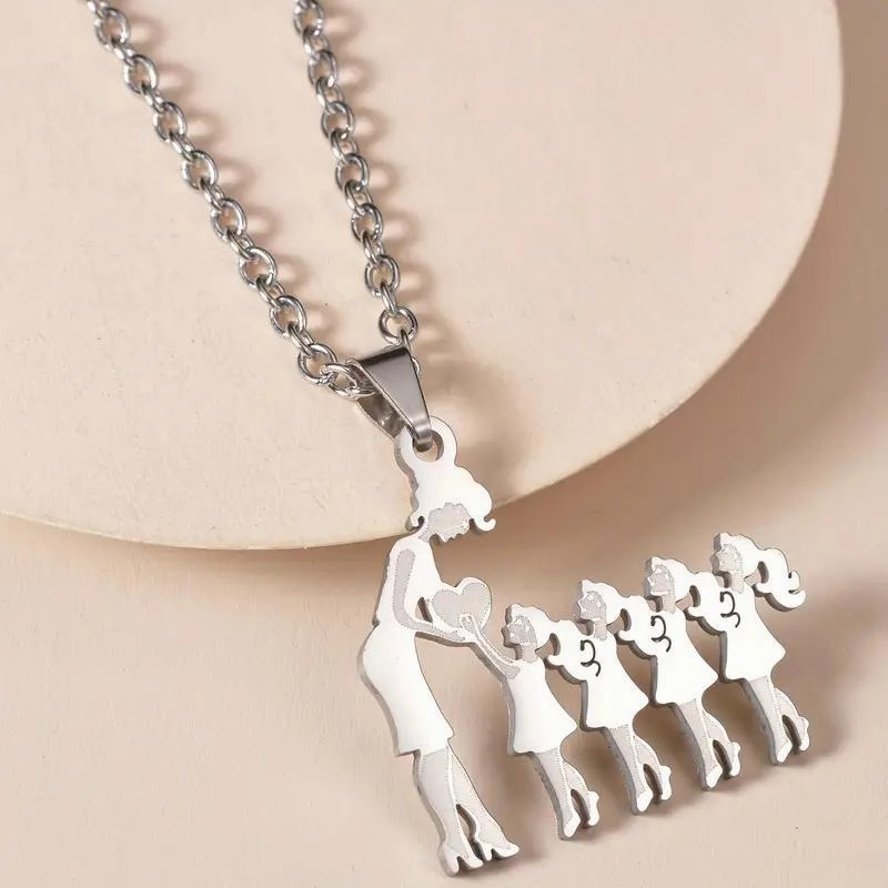 Wholesale Stainless steel mother and daughter son necklace