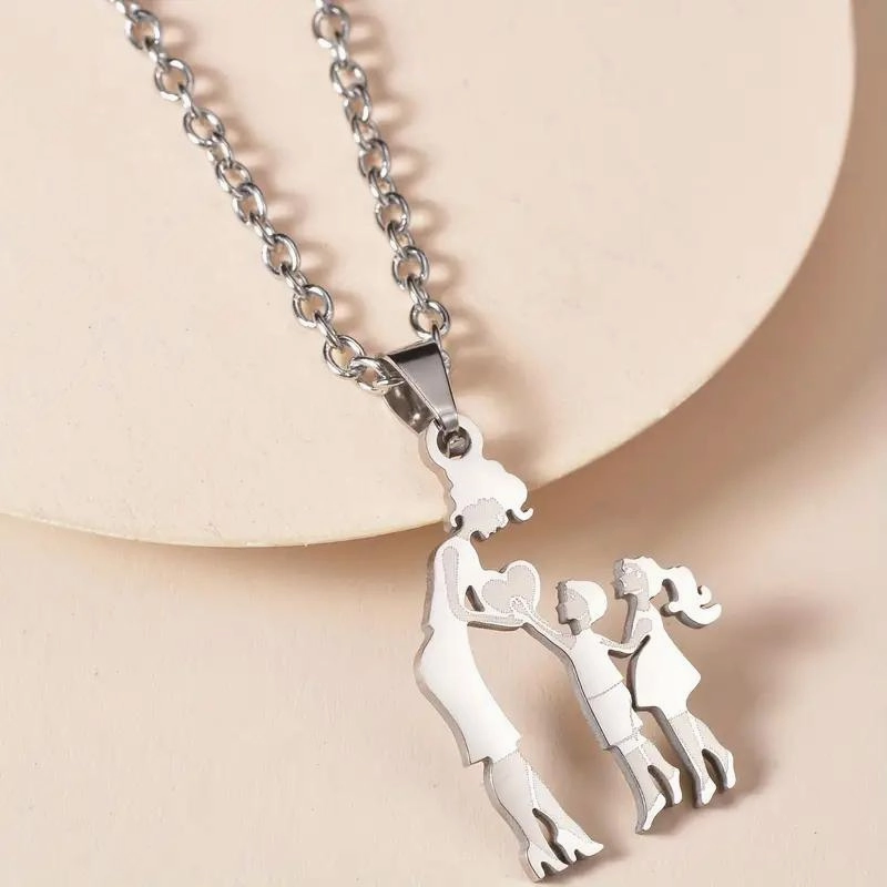 Wholesale Stainless steel mother and daughter son necklace