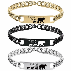 Wholesale Stainless Steel Mother's Day Bear Bracelet