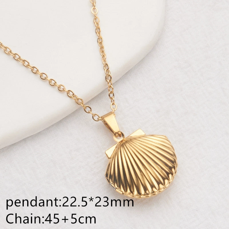 Wholesale Stainless Steel Necklace Gold Heart Pattern Frame Box Pendant O-Chain
