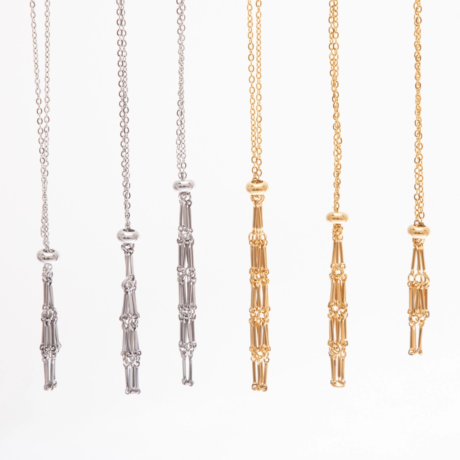 Wholesale Stainless Steel Net Pocket Natural Gemstone Crystal Accessories Bamboo Woven Adjustable Chain Pendant