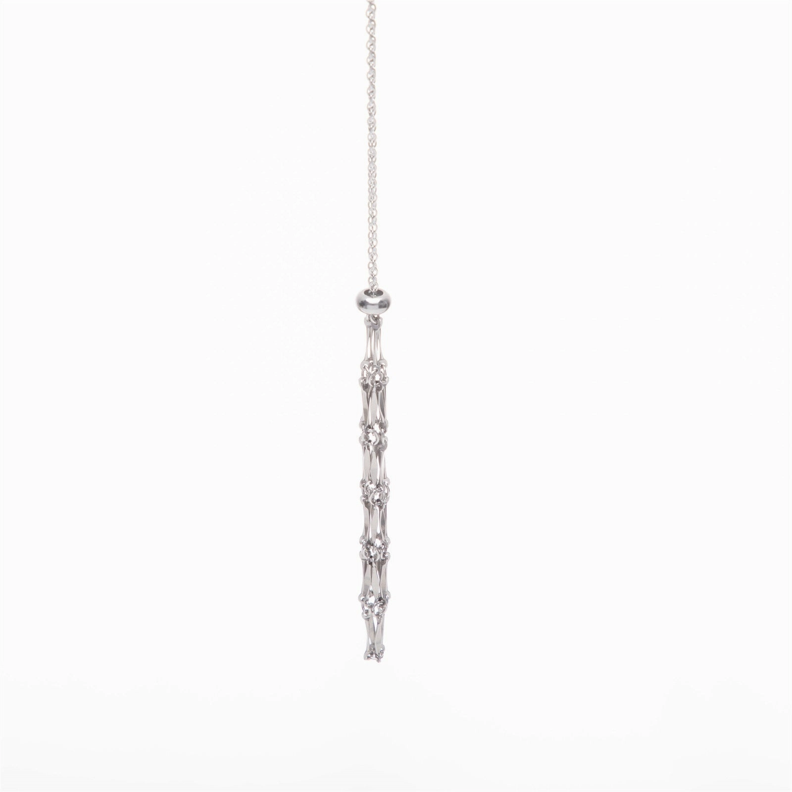 Wholesale Stainless Steel Net Pocket Natural Gemstone Crystal Accessories Bamboo Woven Adjustable Chain Pendant