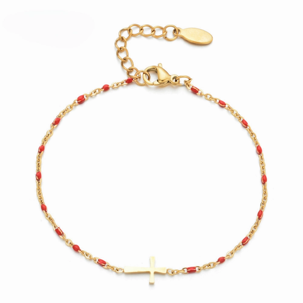 Wholesale Stainless Steel Oil Drip Cross Bracelet
