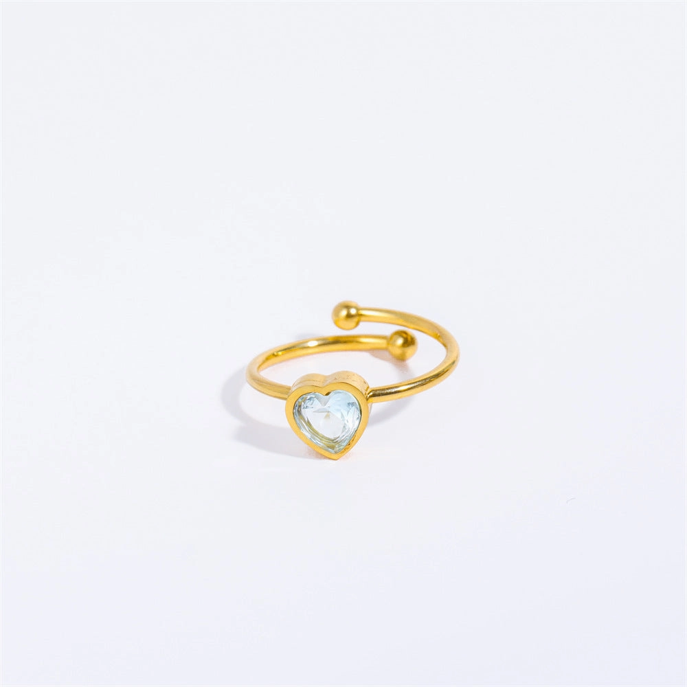 Wholesale Stainless Steel Open Heart Plated 18K Gold Ring