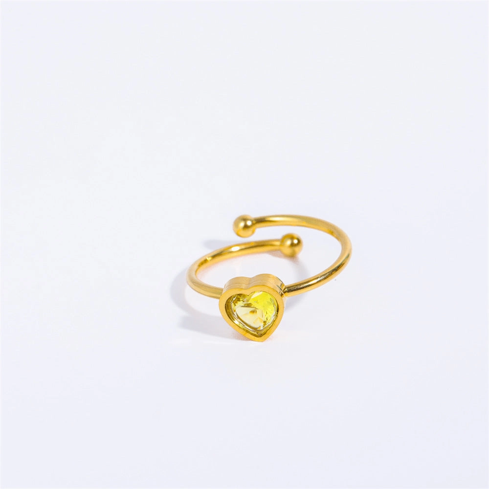 Wholesale Stainless Steel Open Heart Plated 18K Gold Ring