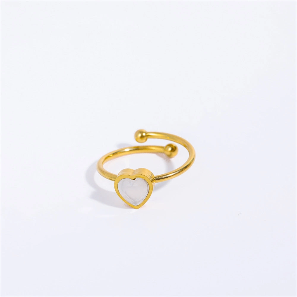 Wholesale Stainless Steel Open Heart Plated 18K Gold Ring