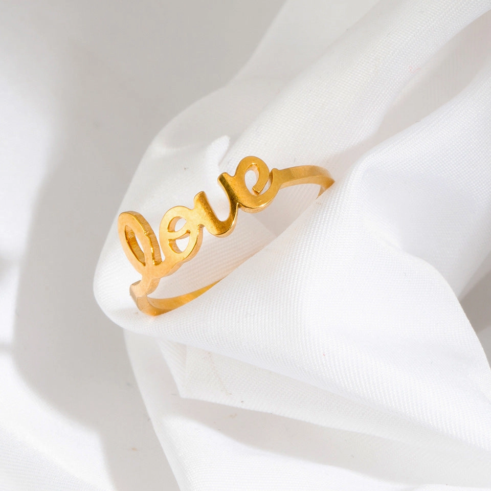 Wholesale Stainless Steel Open Letter Love Ring