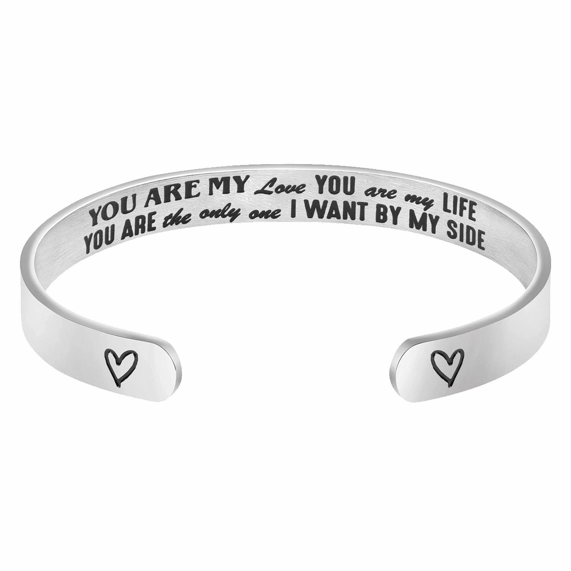 Wholesale Stainless Steel Opening Adjustable 8mm Type C Engraving Bracelet