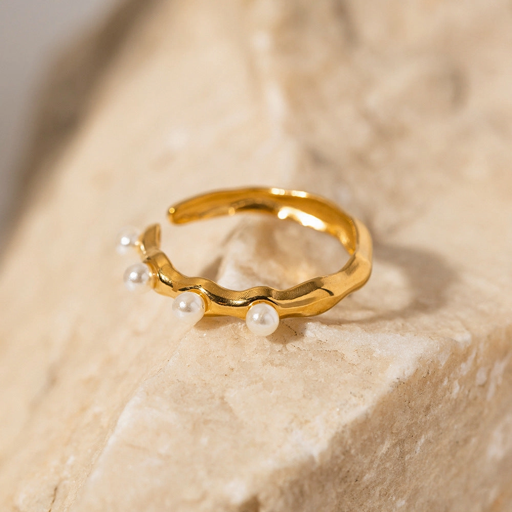 Wholesale Stainless Steel Pearl Open Ring