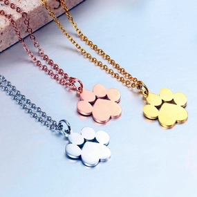 Wholesale Stainless steel pet cat and dog paw letter necklace