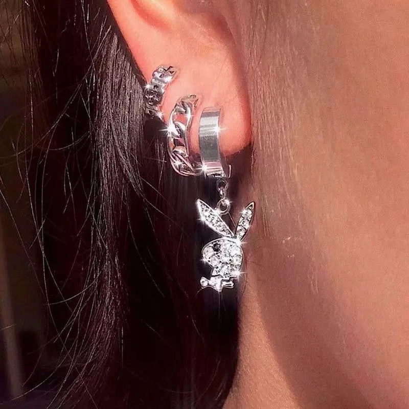 Wholesale Stainless Steel Rabbit Punk Style Rabbit Earrings