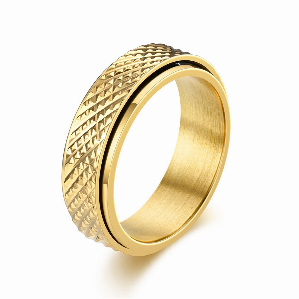 Wholesale Stainless Steel Rhombus Snakeskin Pattern Spinner Ring