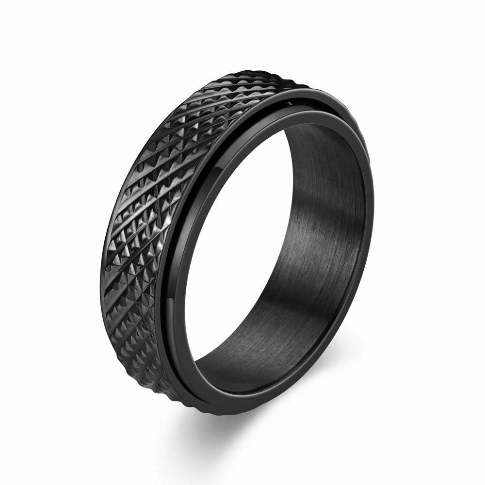 Wholesale Stainless Steel Rhombus Snakeskin Pattern Spinner Ring