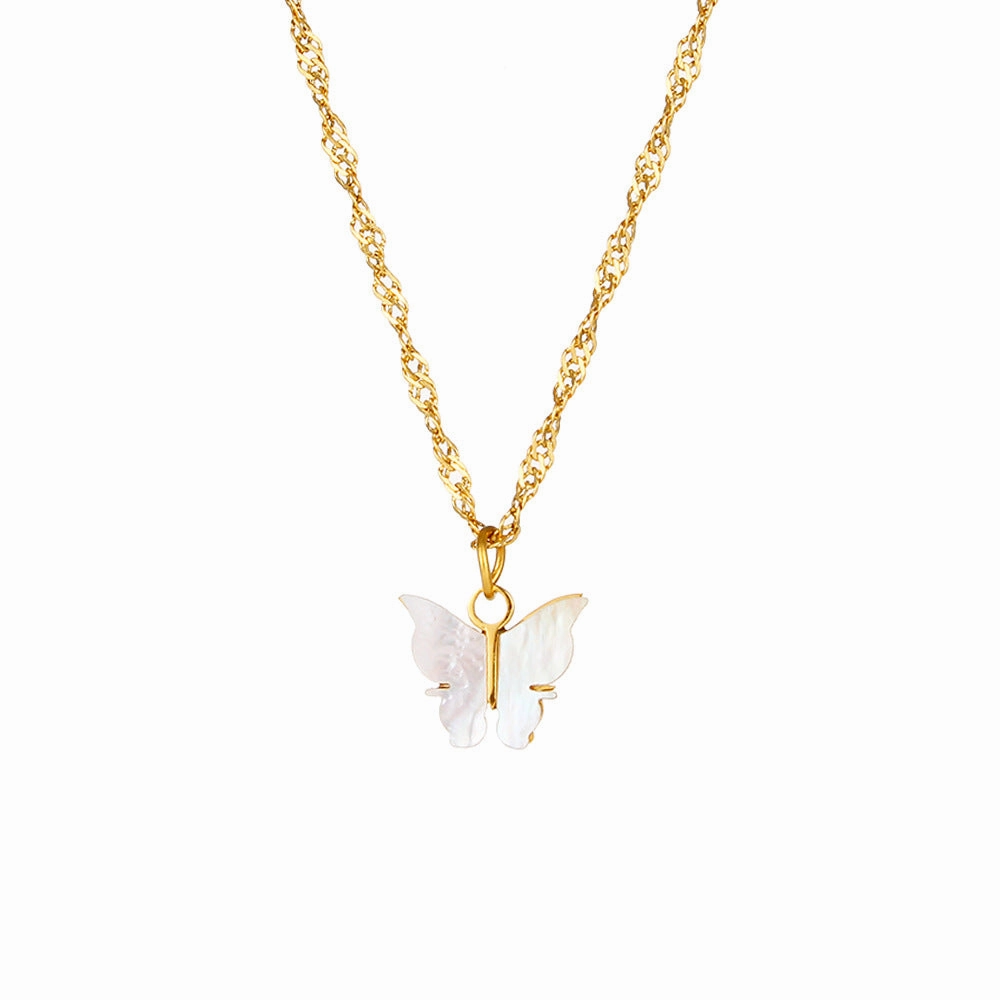 Wholesale Stainless Steel Shell Butterfly Earrings Necklace