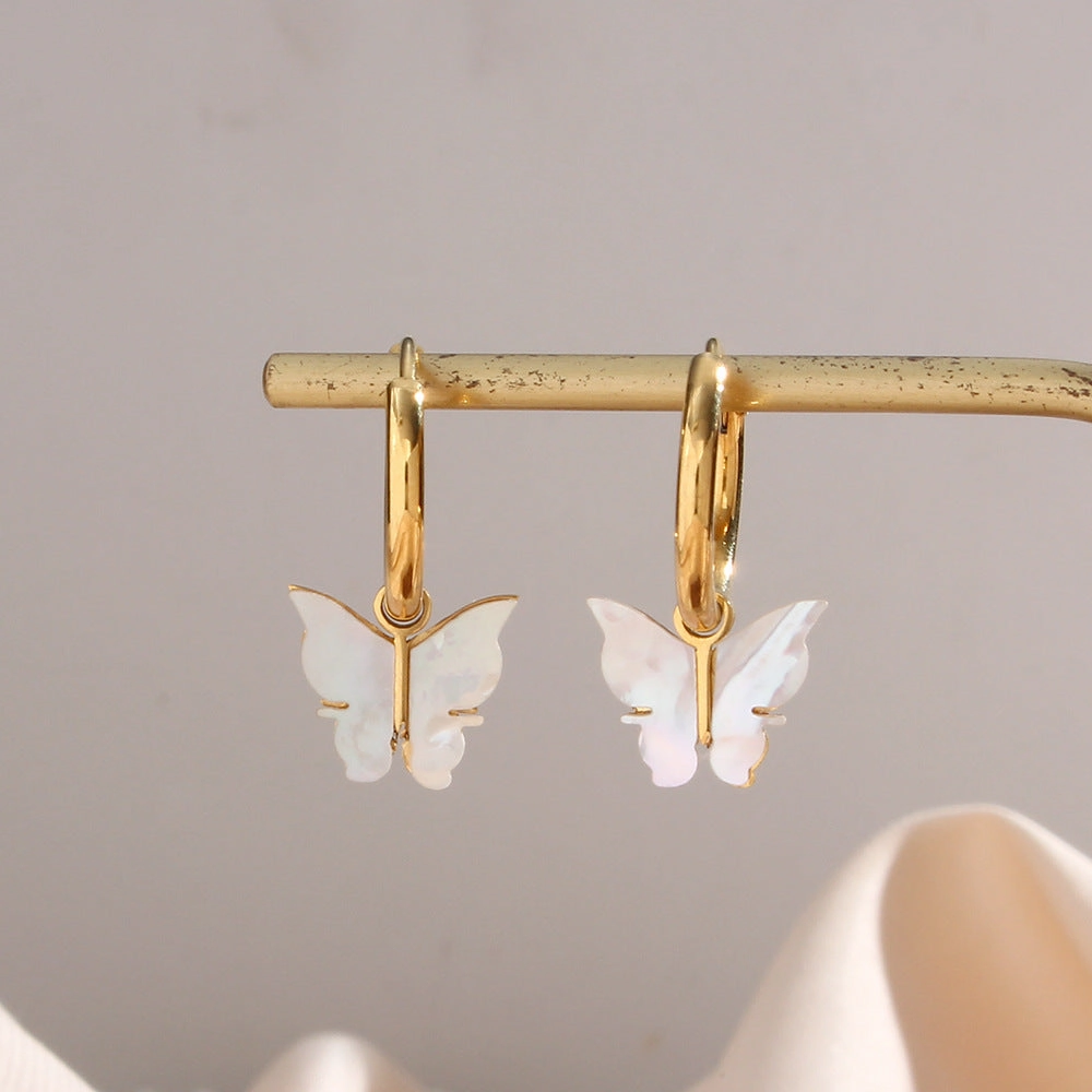 Wholesale Stainless Steel Shell Butterfly Earrings Necklace