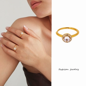 Wholesale Stainless steel side opening 5A zircon diamond ring