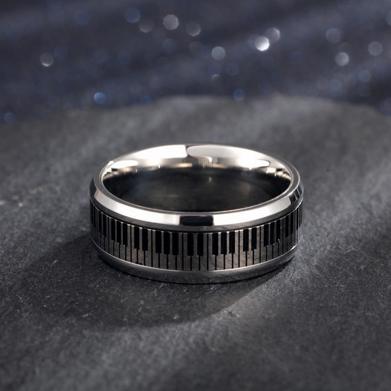 Wholesale Stainless Steel Silver Piano Keys Titanium Steel Ring