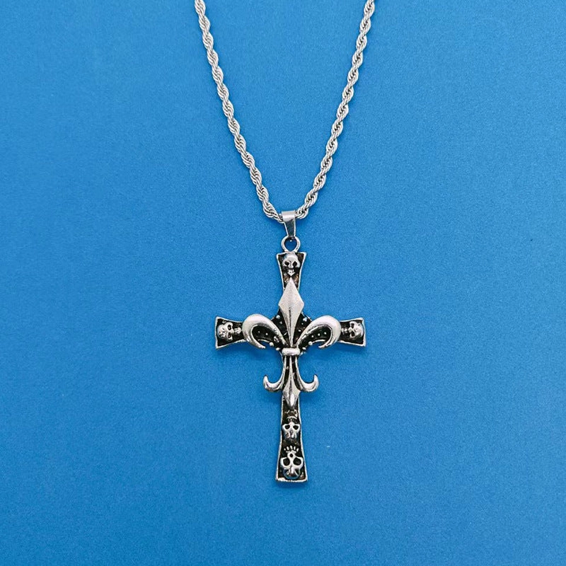 Wholesale Stainless Steel Skull Cross Pendant Necklace