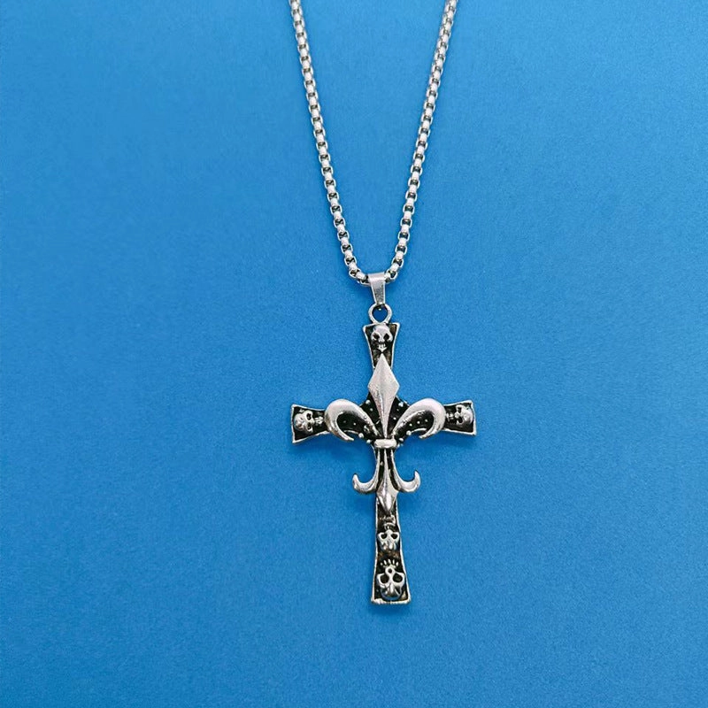 Wholesale Stainless Steel Skull Cross Pendant Necklace
