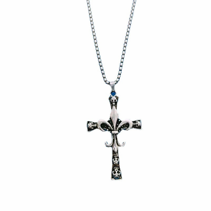 Wholesale Stainless Steel Skull Cross Pendant Necklace