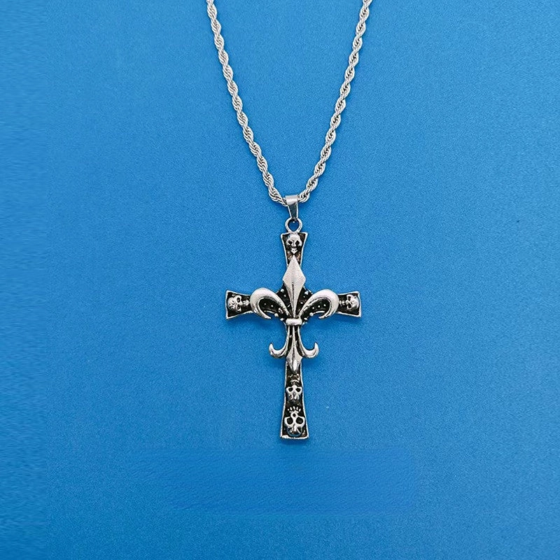 Wholesale Stainless Steel Skull Cross Pendant Necklace