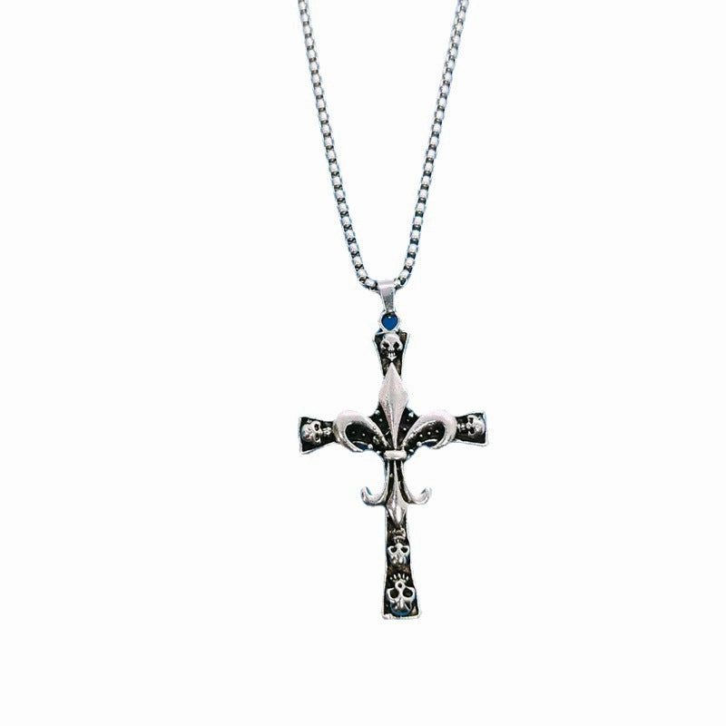 Wholesale Stainless Steel Skull Cross Pendant Necklace