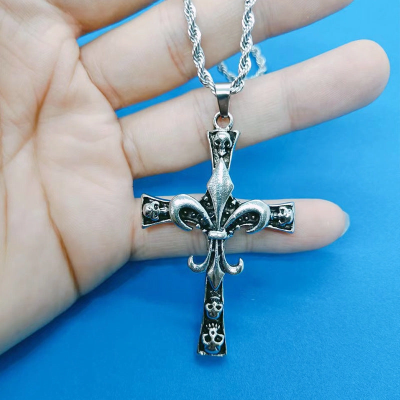 Wholesale Stainless Steel Skull Cross Pendant Necklace