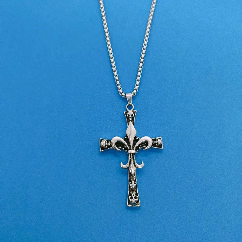 Wholesale Stainless Steel Skull Cross Pendant Necklace